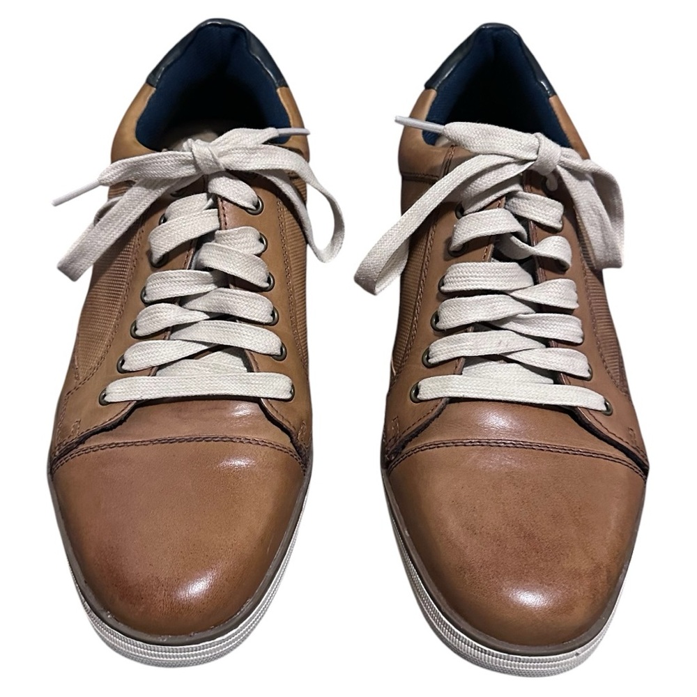 Joseph Abboud Brown Leather Sneakers with White Sole